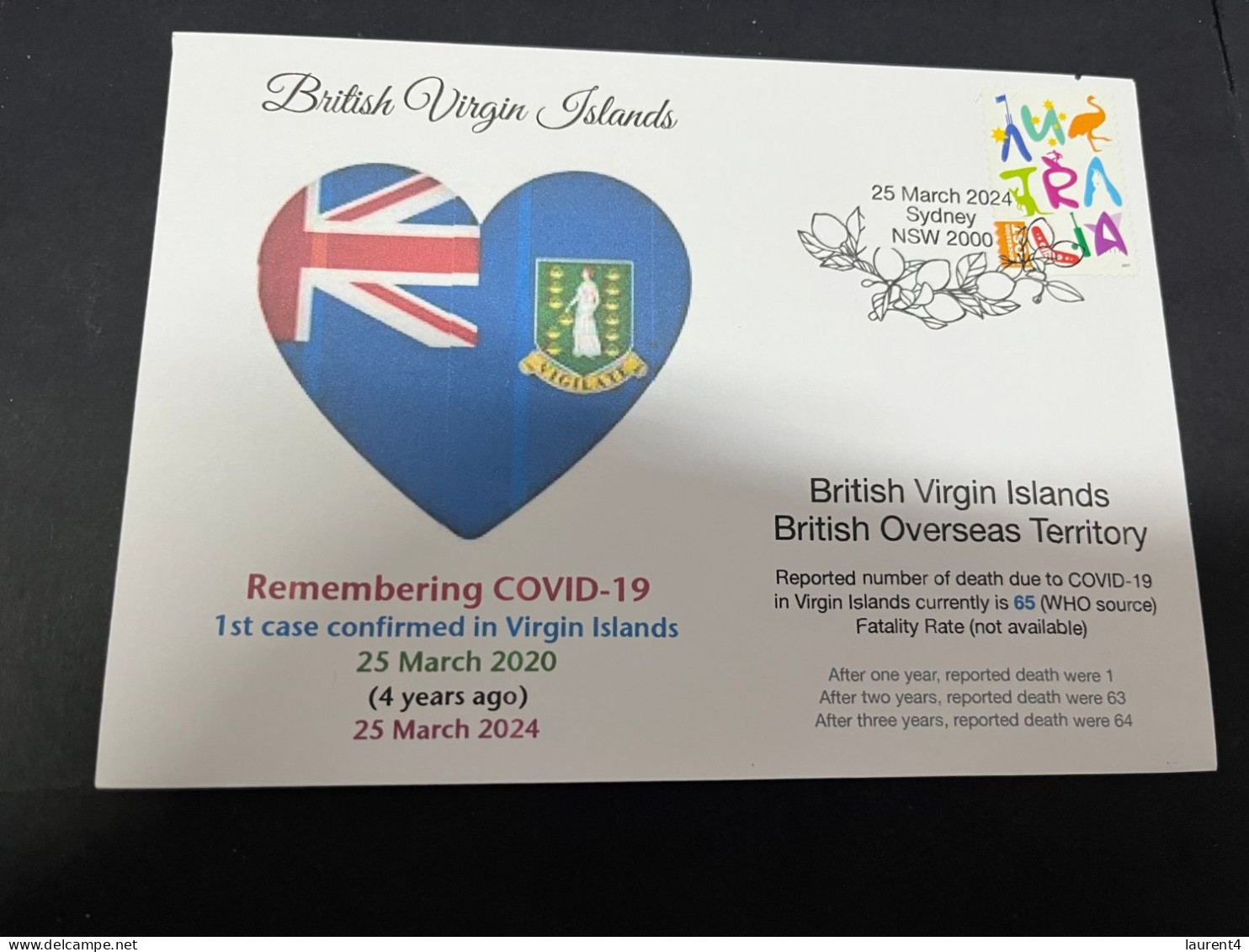 25-3-2024 (4 Y 2) COVID-19 4th Anniversary - British Virgin Islands - 25 March 2024 (with OZ Stamp) - Disease
