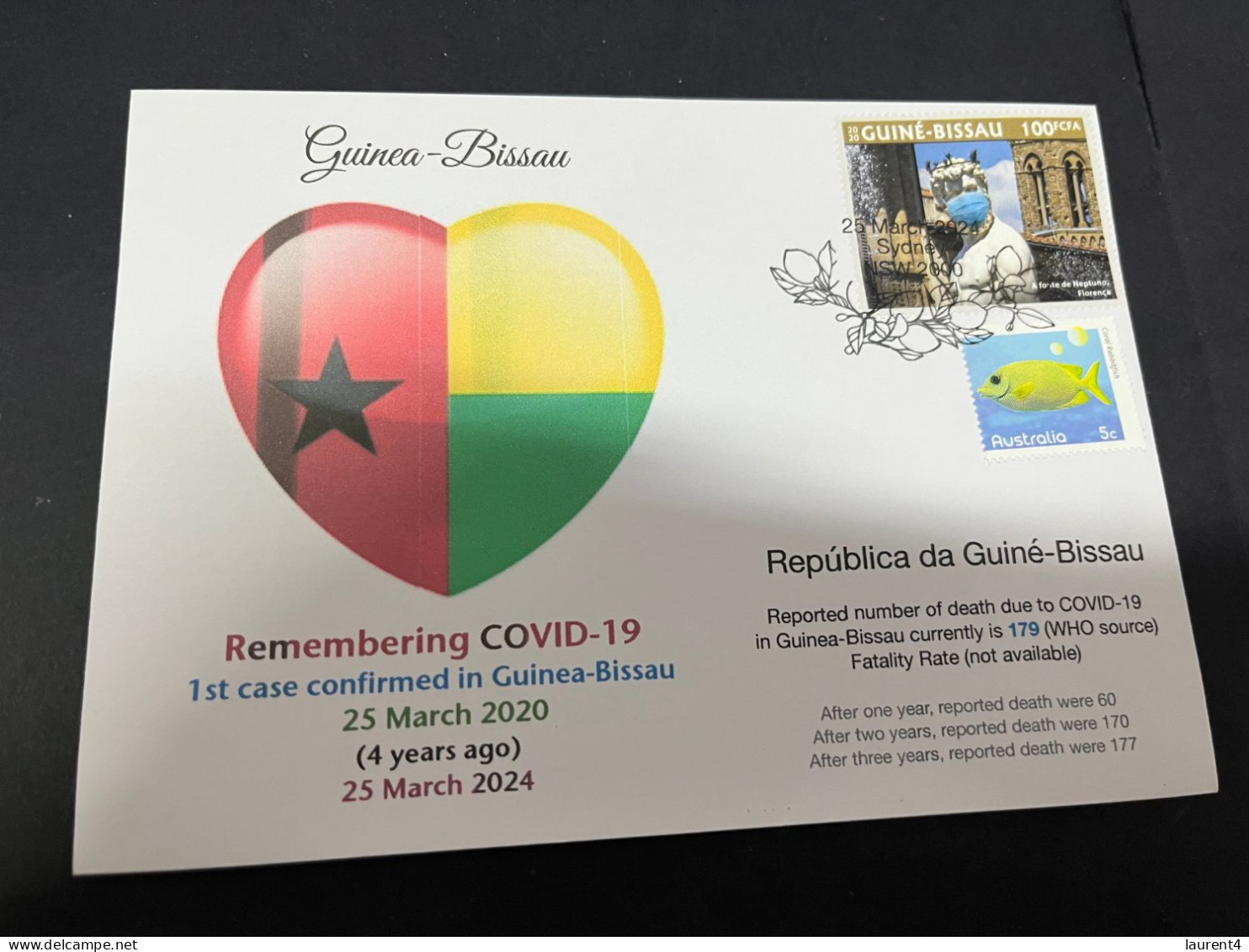 25-3-2024 (4 Y 2) COVID-19 4th Anniversary - Guinea-Bissau - 25 March 2024 (with Guinea-Bissau COVID-19 Stamp) - Malattie