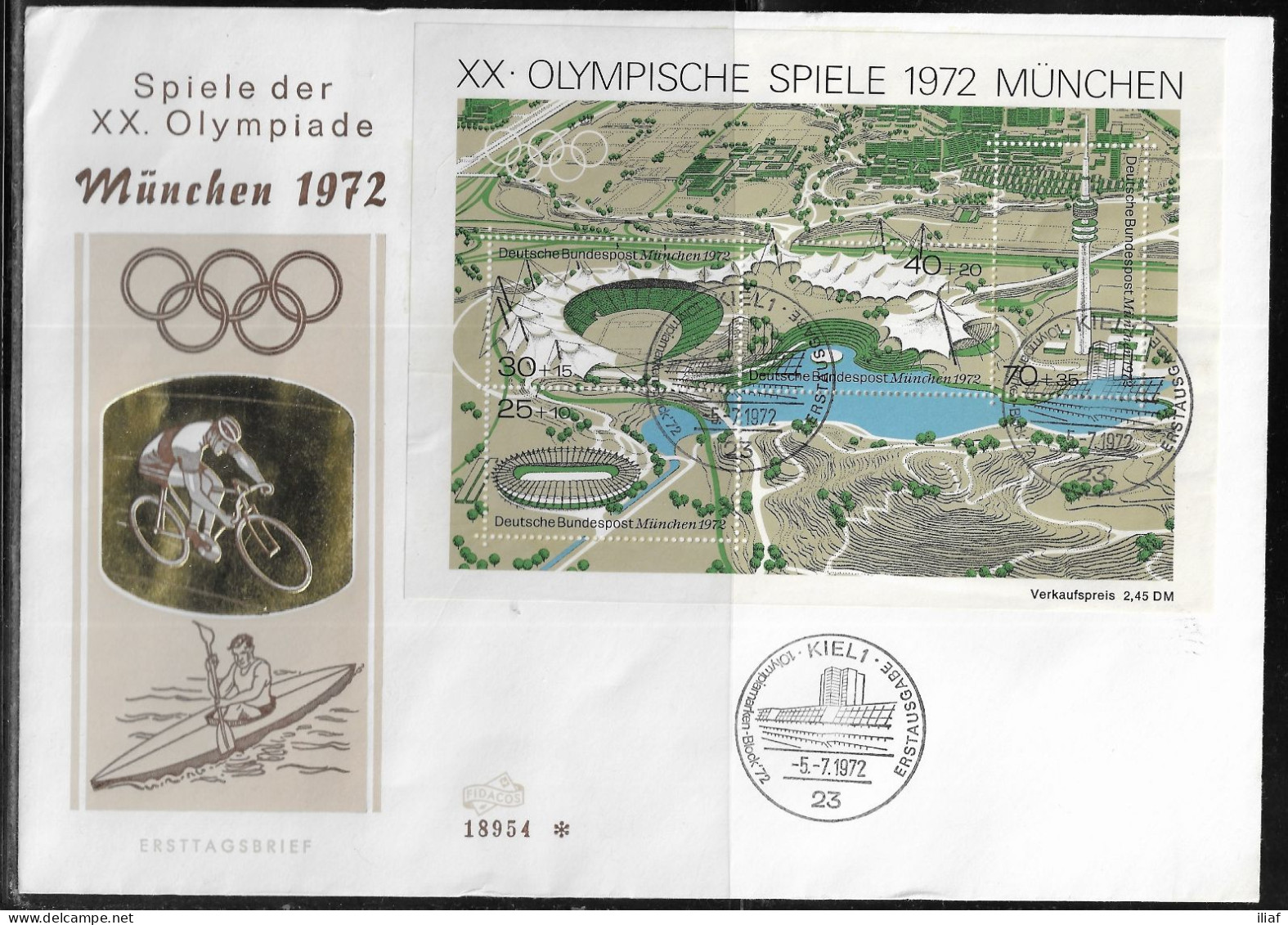 Germany. FDC Mi. BL7. Souvenir Sheet. Summer Olympic Games 1972 - Munich. FDC Cancellation On Big Special Envelope 18954 - 1971-1980