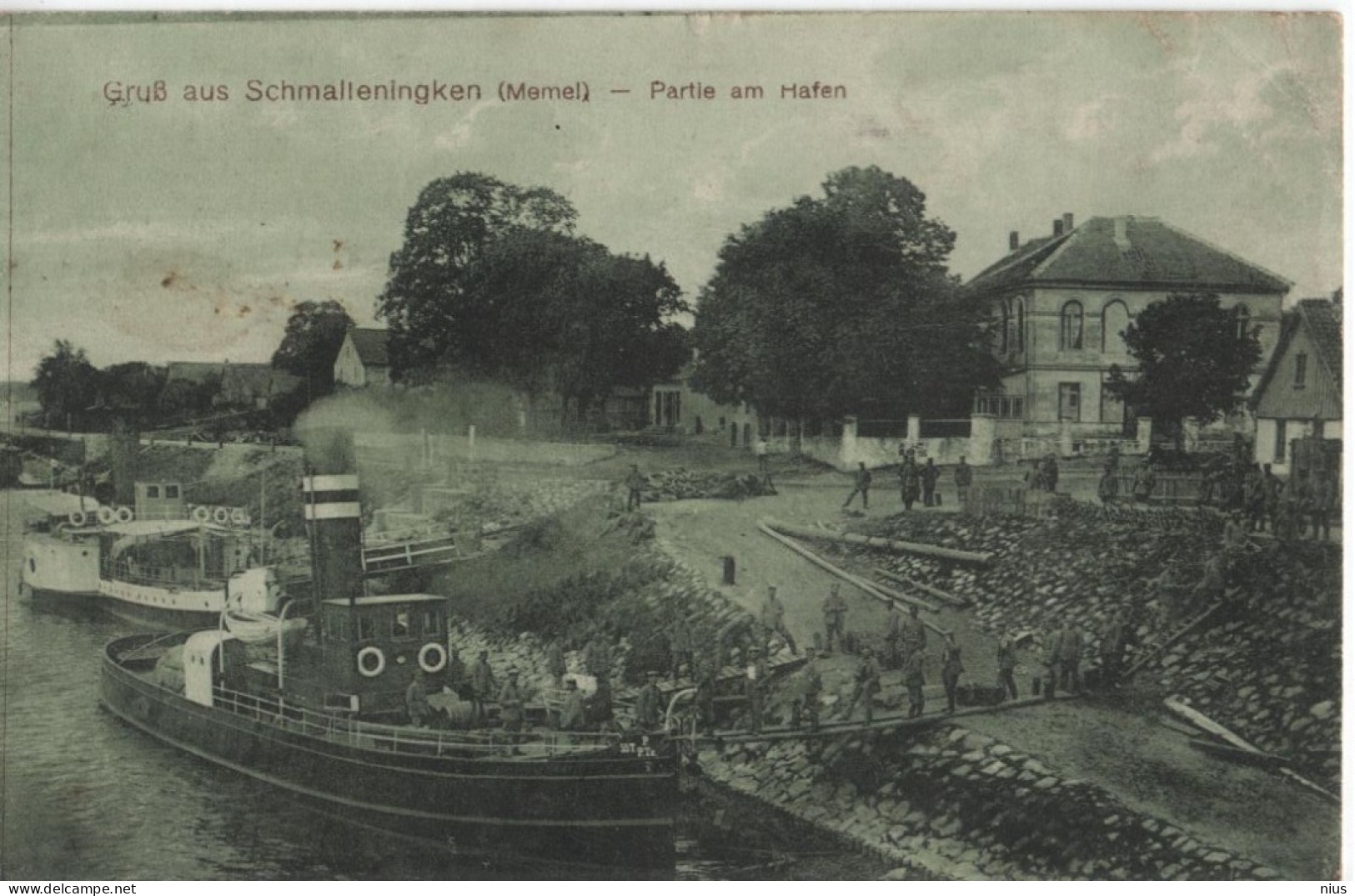 Lithuania Lietuva 1915 Schmalleningken Smalininkai, Jurbarkas District, Nemunas Memel River Ship Ships - Lithuania