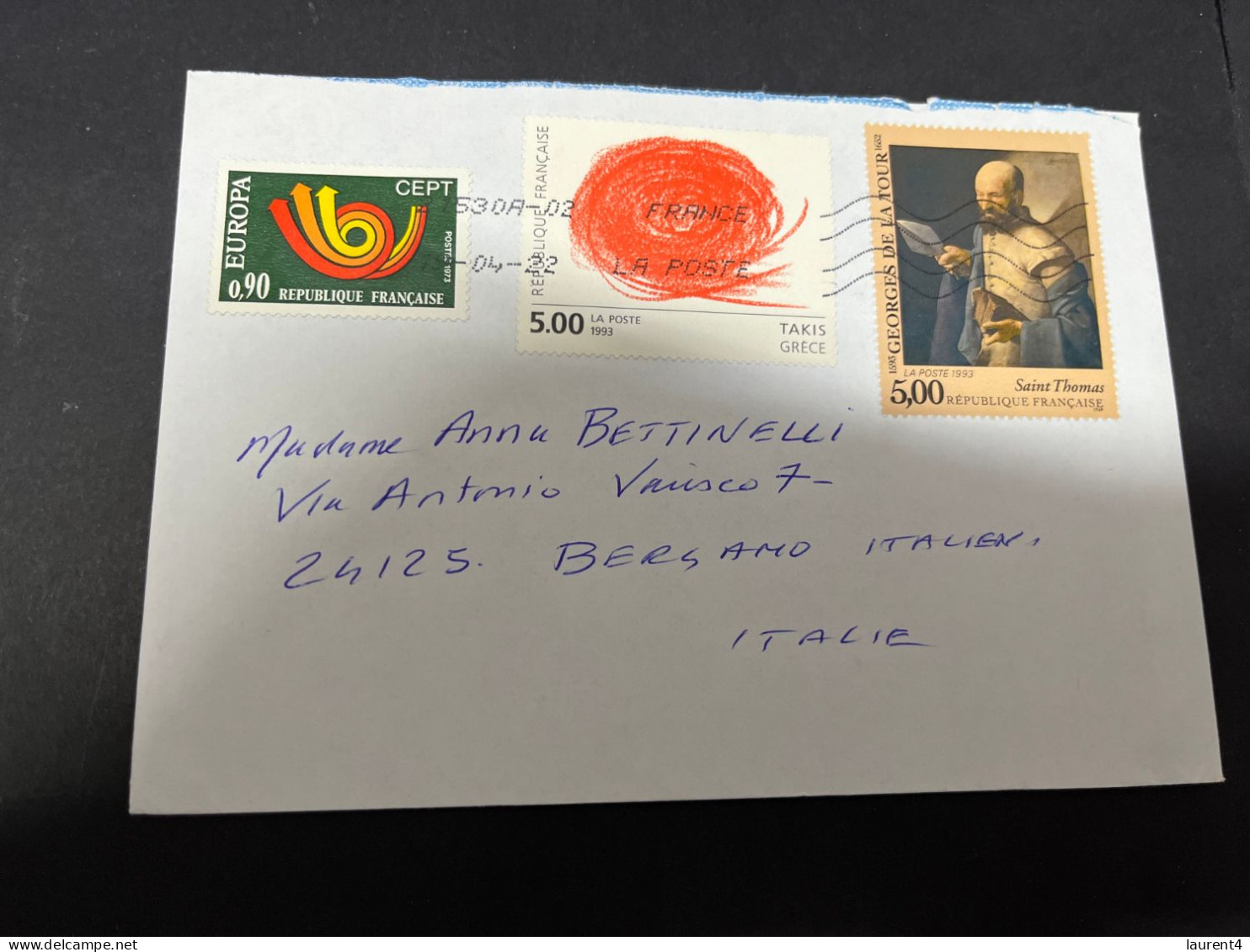 25-3-2024 (4 Y 4) 2 Letter Posted From France To Italy (with Many Stamps - EUROPA CEPT Stamps) - Brieven En Documenten