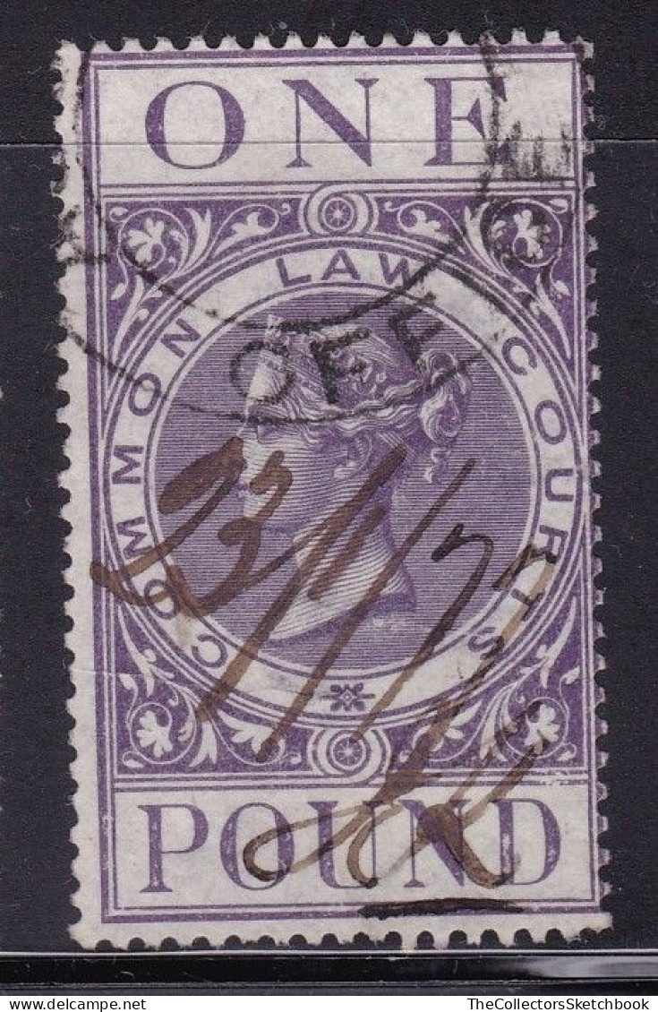 GB Victoria Fiscal/ Revenue Common Law Courts £1 Lilac Barefoot 8 Good Used - Fiscale Zegels