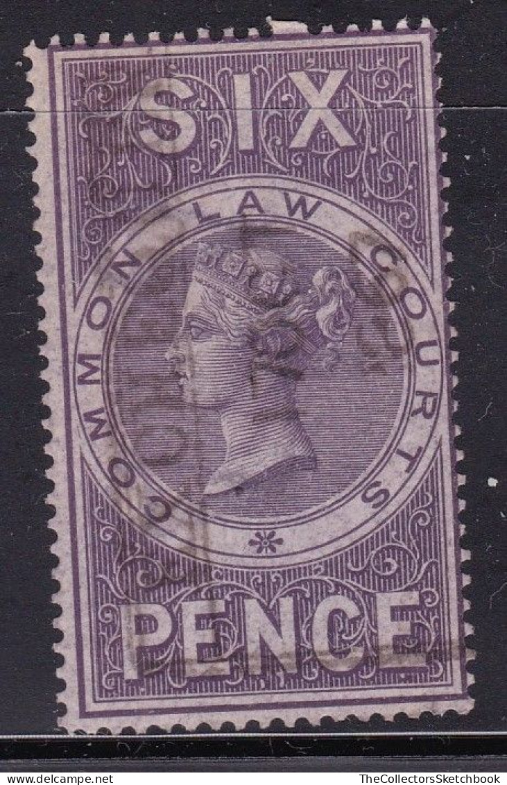 GB Victoria Fiscal/ Revenue Common Law Courts 6d Lilac Barefoot 3 Good Used - Revenue Stamps