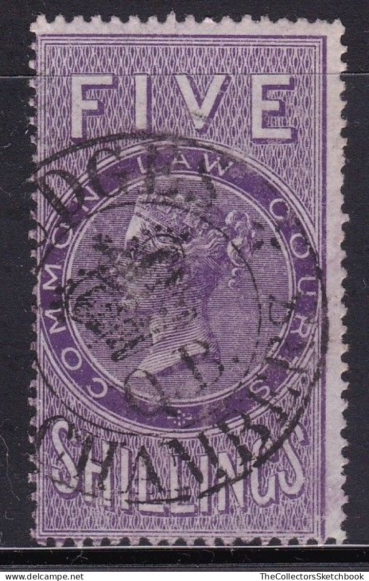 GB Victoria Fiscal/ Revenue Common Law Courts 5/-  Lilac Barefoot 6 Good Used - Steuermarken