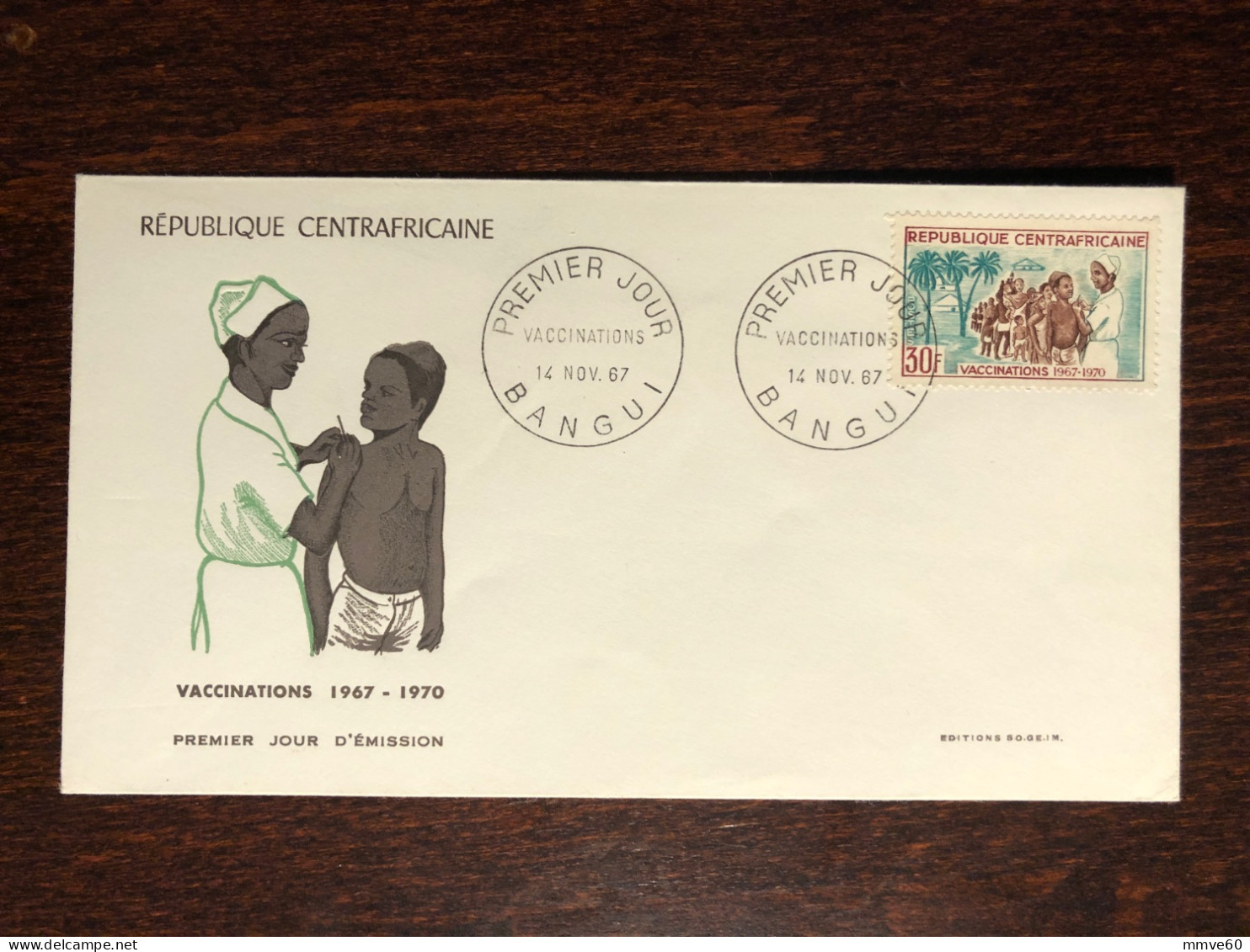 CENTRAFRICAINE CENTRAL AFRICA FDC COVER 1967 YEAR  VACCINATION HEALTH MEDICINE STAMPS - Repubblica Centroafricana