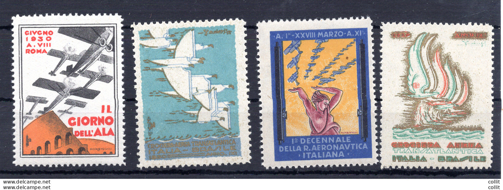 4 Differenti Erinnofili Aviazione - Voli Balbo - Storia Postale (Posta Aerea)