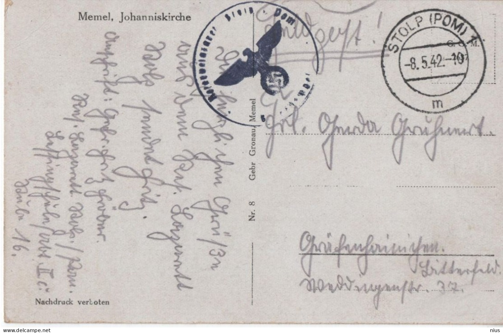 Lithuania Lietuva Germany Deutschland 1942 Memel Klaipeda, Johanniskirche, Church Kirche Kosciol - Lituanie