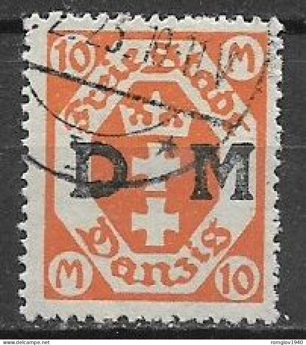 DANZICA 1921-23  SERVIZIO  FRANCOBOLLI DEL 1921-23 SOPRASTAMPATI  UNIF. 27  USATO VF - Dienstzegels