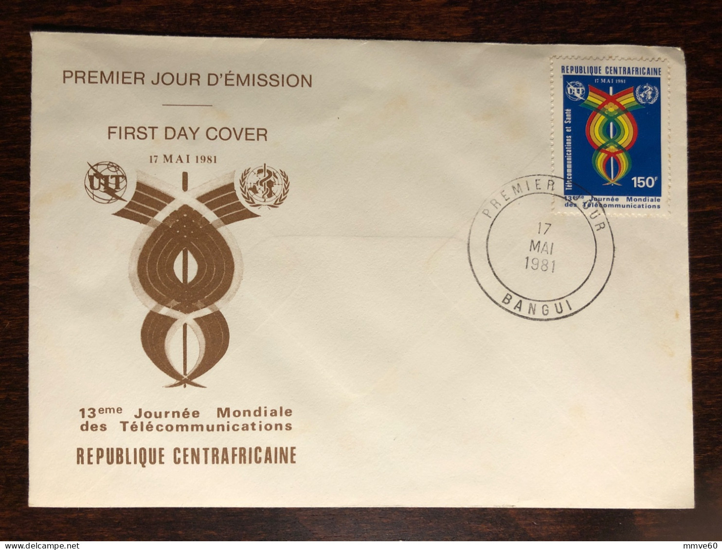 CENTRAFRICAINE CENTRAL AFRICA FDC COVER 1981 YEAR TELECOMMUNICATIONS & HEALTH MEDICINE STAMPS - Repubblica Centroafricana