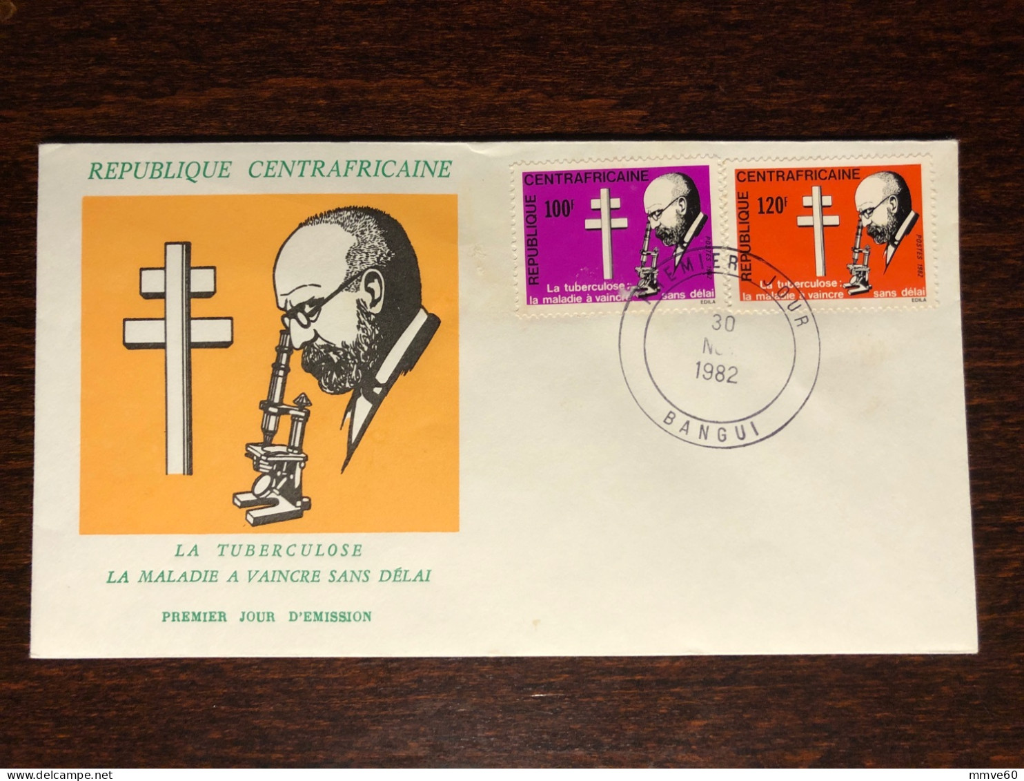 CENTRAFRICAINE CENTRAL AFRICA FDC COVER 1982 YEAR  TUBERCULOSIS KOCH HEALTH MEDICINE STAMPS - Repubblica Centroafricana