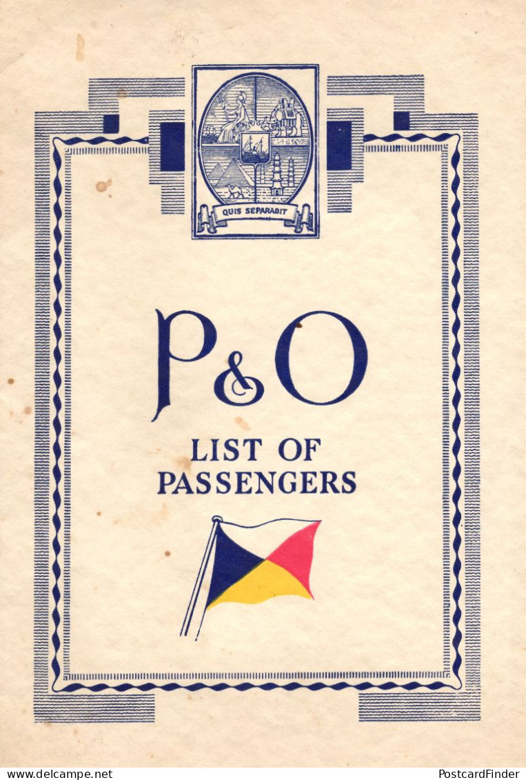 SS Strathnaver P&O 1935 Cruise Passenger List - Mundo