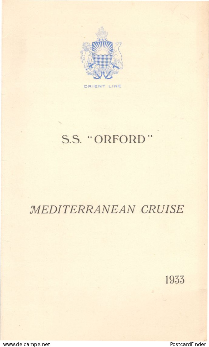 SS Orford 1933 Orient Line Barcelona Mediterranean Cruise Book -let - Wereld