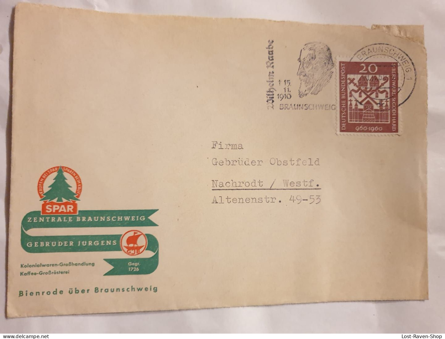 Stempel - Wilhelm Raabe Braunschweig - Enveloppes - Oblitérées