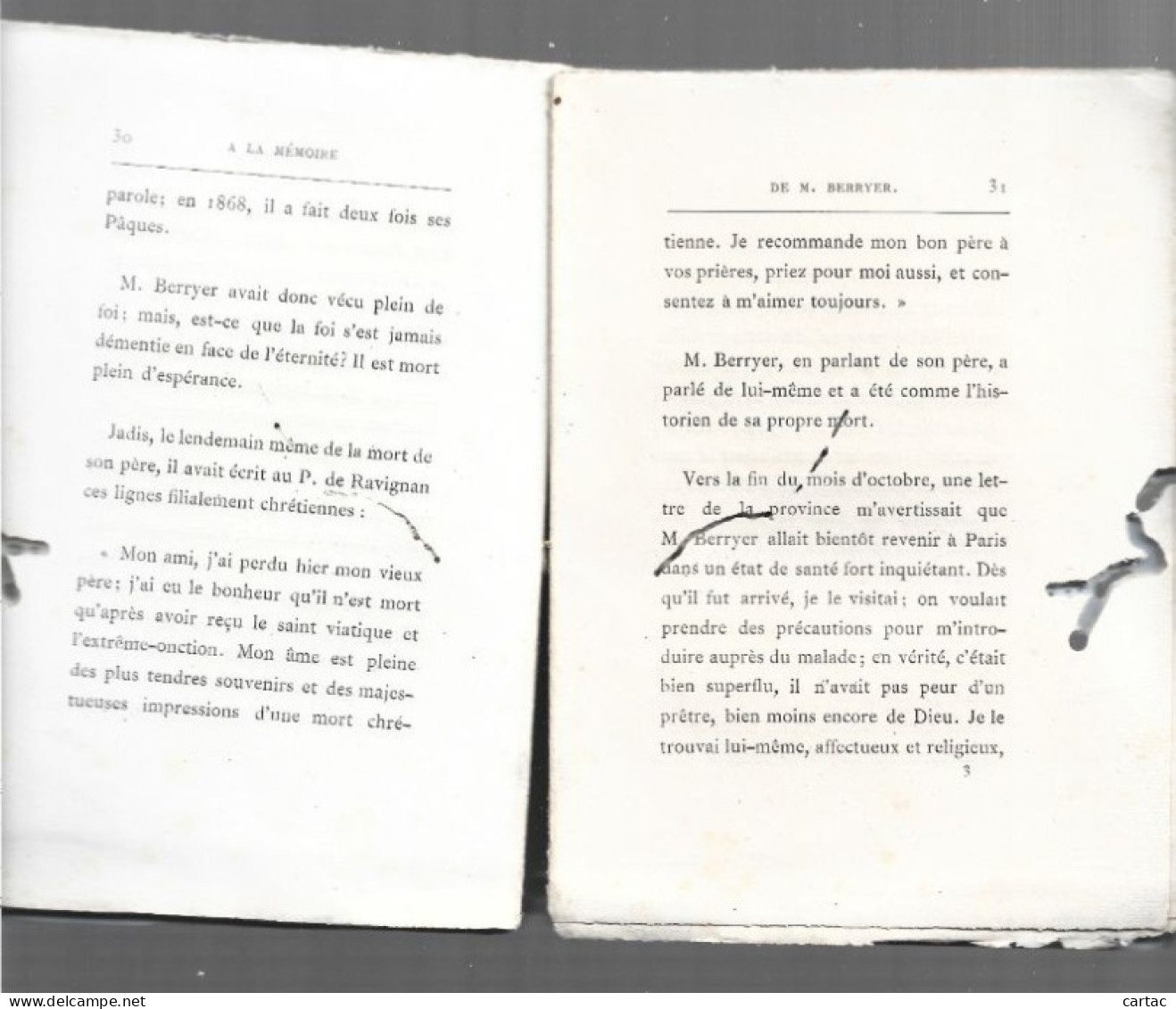 A LA MEMOIRE RELIGIEUSE DE M. BERRYER PAR LE R.P. DE PONLEVOY (41) De La Compagnie De JESUS. 1868. - Centre - Val De Loire