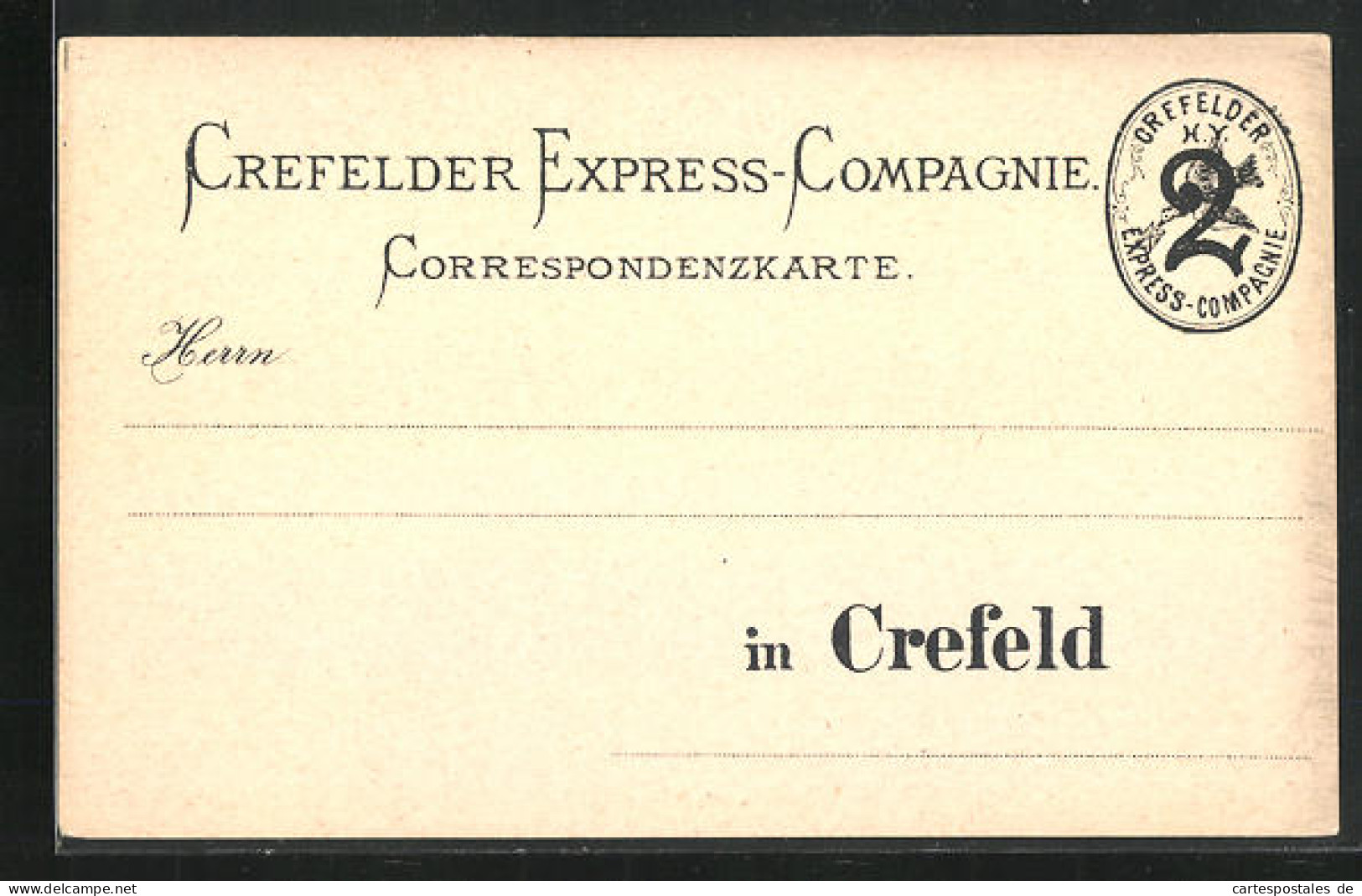 AK Crefeld, Crefelder Express-Compagnie, Private Stadtpost  - Timbres (représentations)