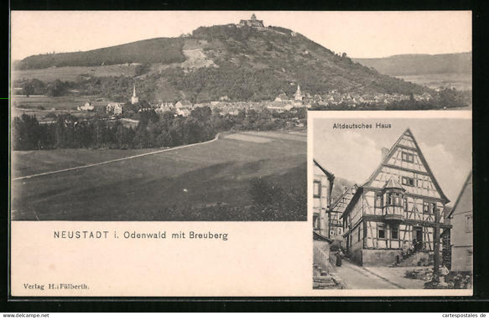 AK Neustadt I. Odenwald, Gesamtansicht Mit Dem Breuberg, Vor Dem Altdeutschen Haus  - Odenwald