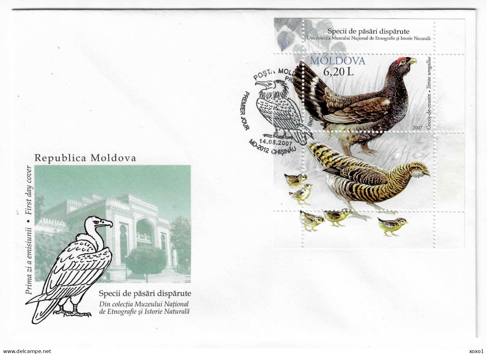 Moldova 2007 MiNr. (Block 37) Moldawien Vögel Birds The Western Capercaillie (Tetrao Urogallus) S/sh FDC  6,00 € - Hoendervogels & Fazanten