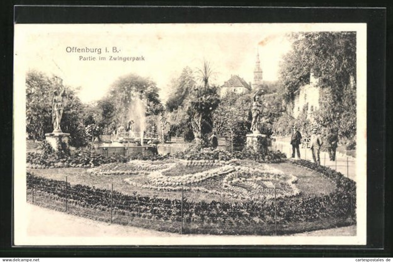 AK Offenburg I. B., Partie Im Zwingenpark, Blick Zum Kirchturm  - Offenburg