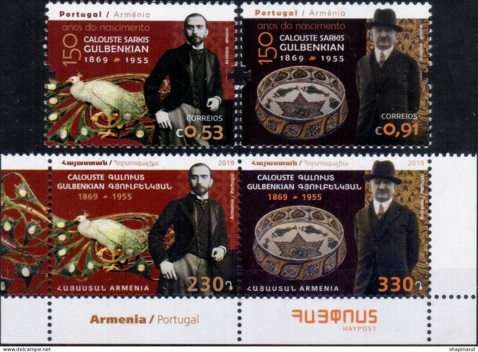 Armenie - Portugal 2019 "Joint Issue Armenia-Portugal.150th Ann.of G.Gulbenkian 2v Zd+ 2v Of The Portugal Quality:100% - Arménie