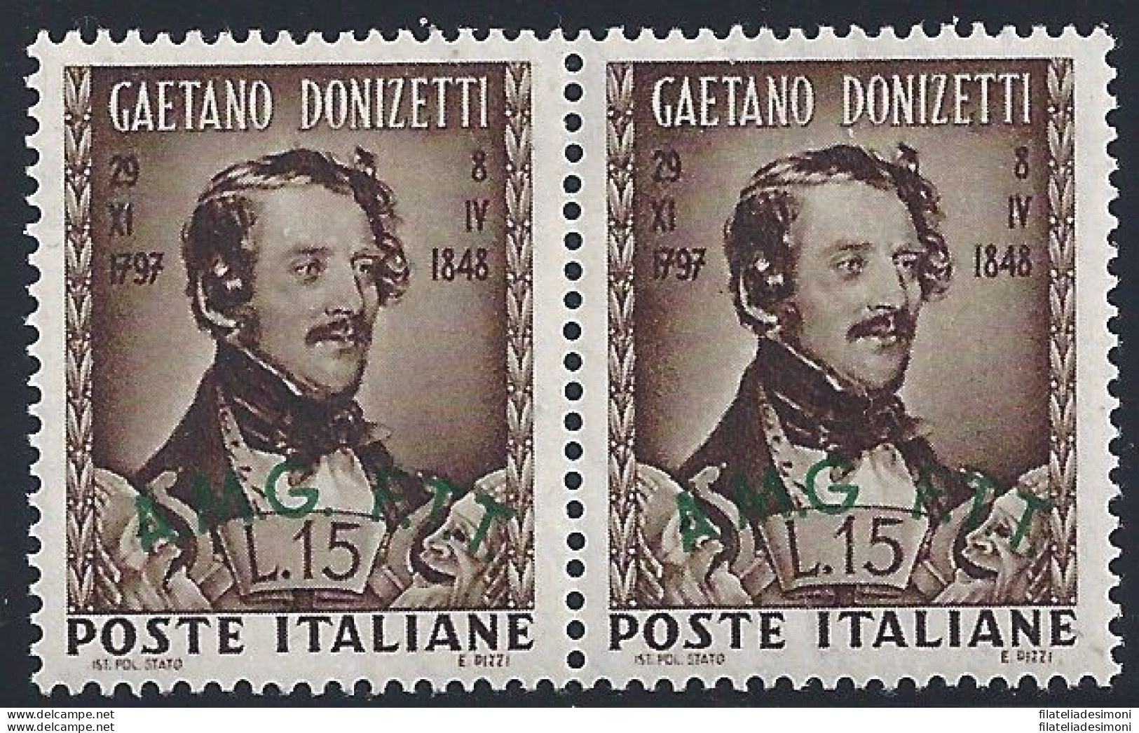 1948 TRIESTE A - N° 34+34c SENZA PUNTO DOPO LA &quot;G&quot;  MNH ** - Andere & Zonder Classificatie