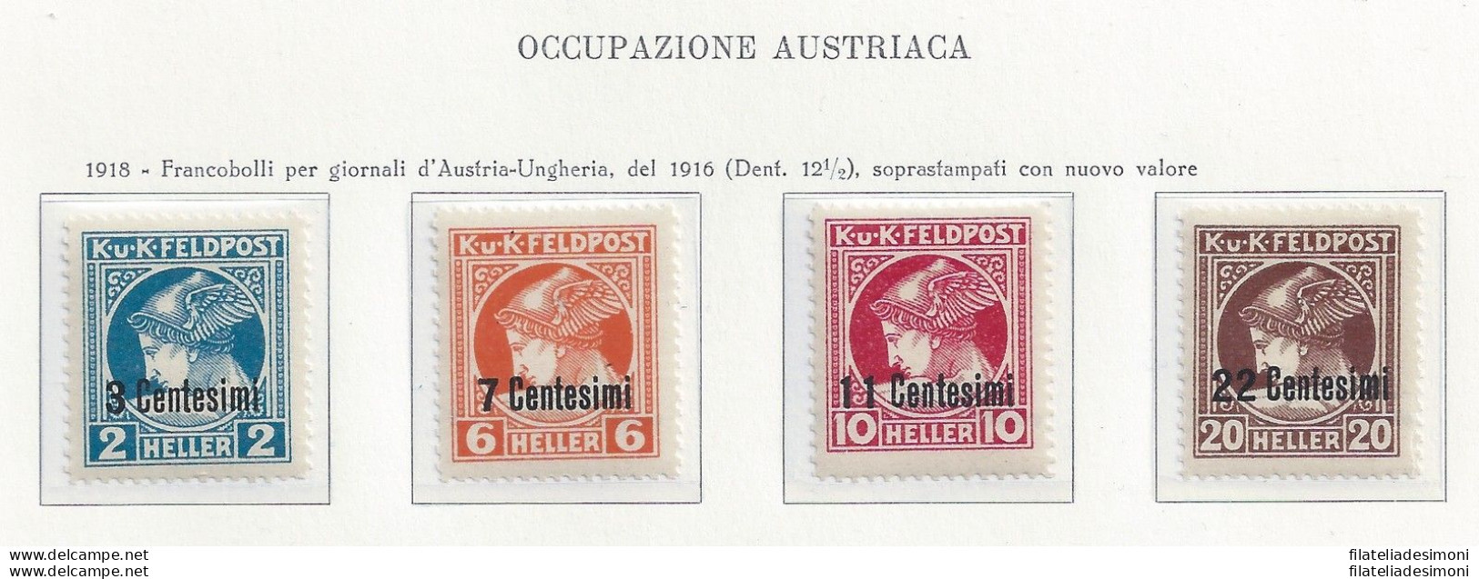1918 FRIULI-VENETO Occ. Austriaca, Giornali N° 1/4 4 Valori  MNH/** - Autres & Non Classés