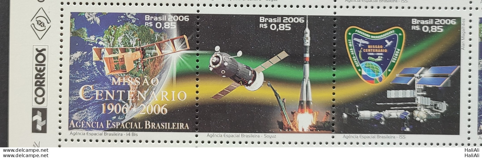 C 2644 Brazil Stamp 100 Years 14 BIS Rocket Maps Santos Dumont Space 2006 Vignette Correios - Neufs