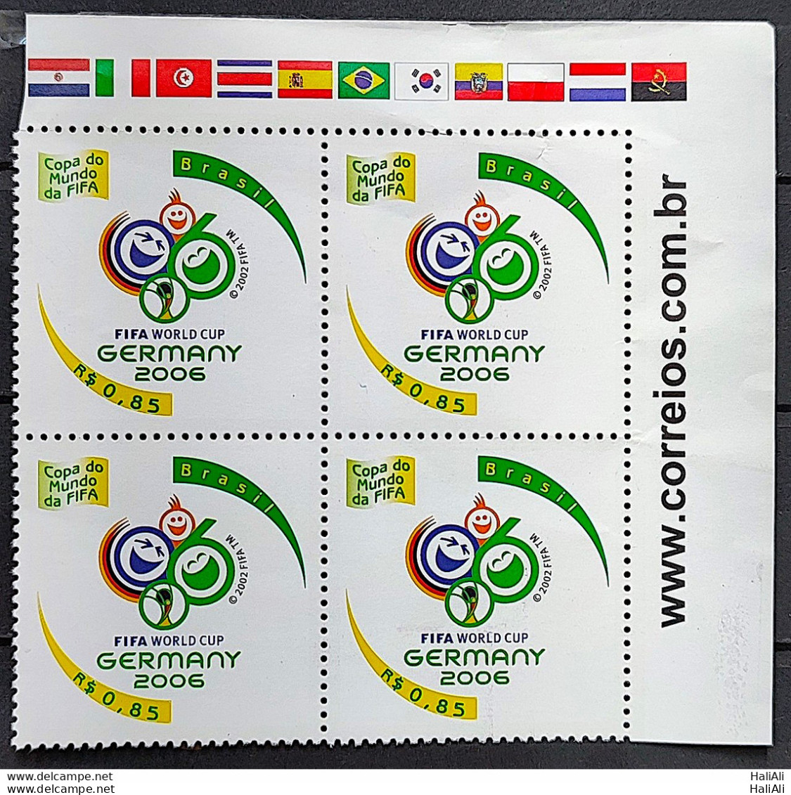 C 2647 Brazil Stamp Germany Football World Cup Flag Turkey Spain 2006 Block Of 4 Vignette Website - Ungebraucht