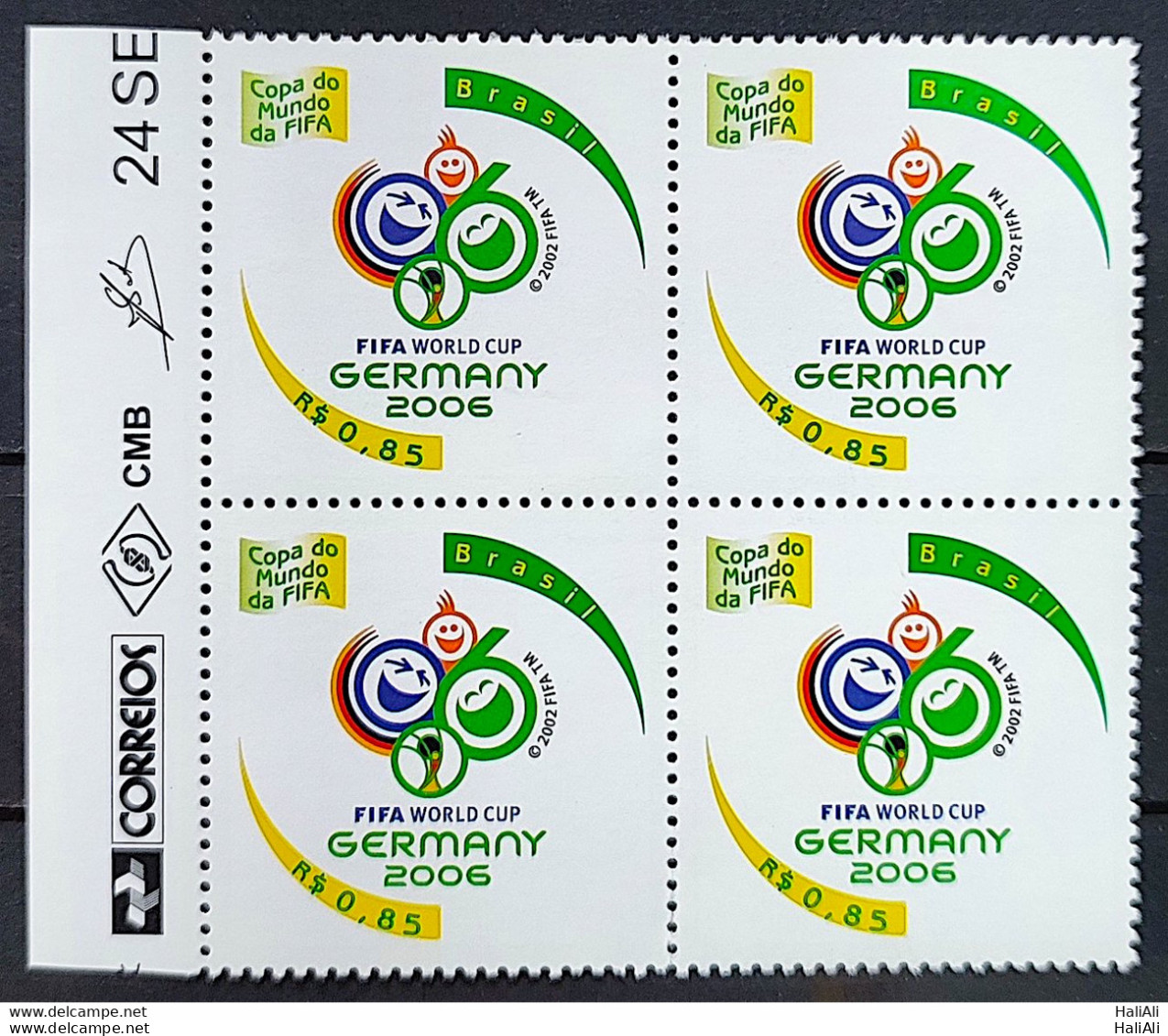 C 2647 Brazil Stamp Germany Football World Cup 2006 Block Of 4 Vignette Correios - Ungebraucht