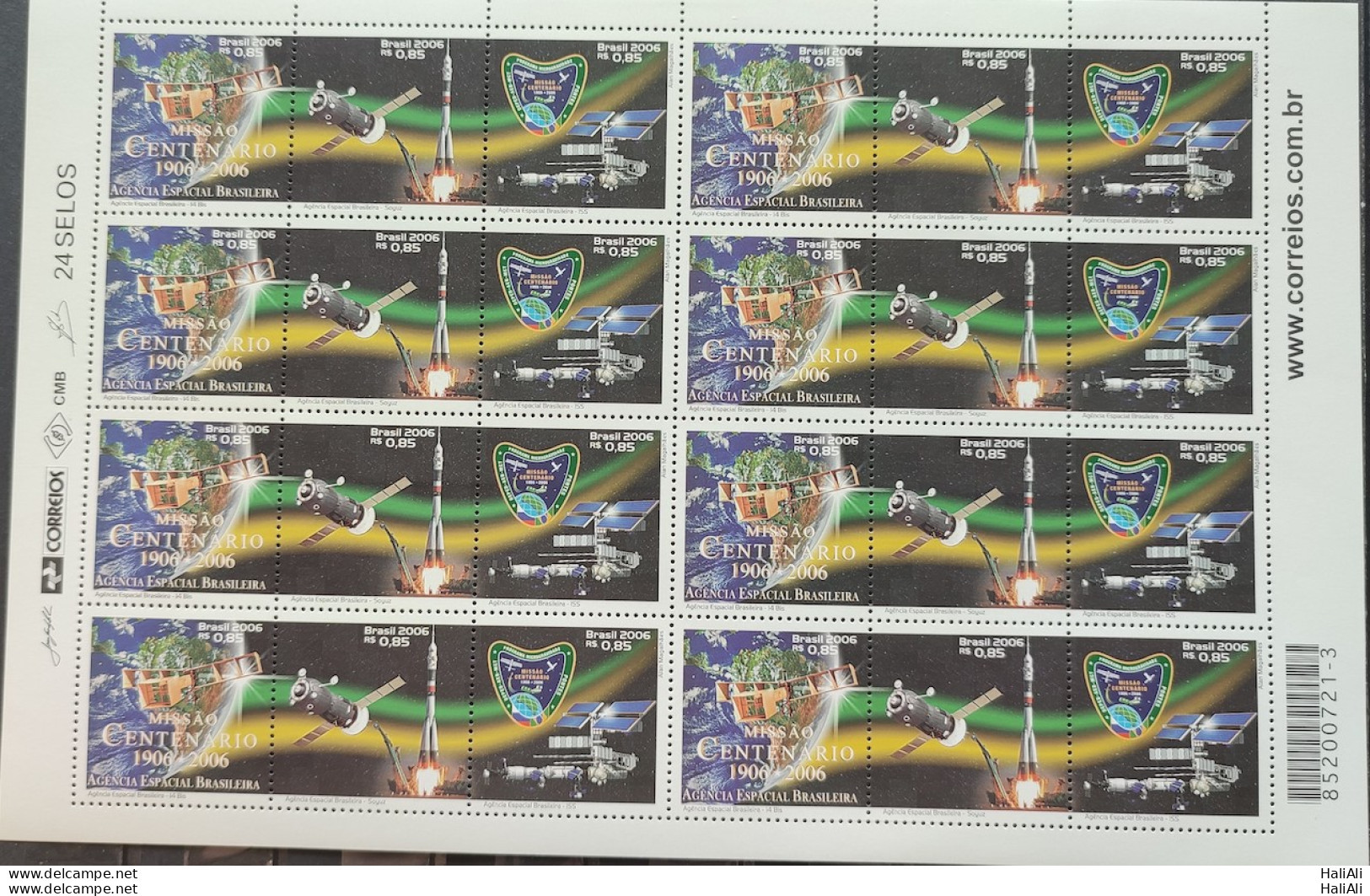 C 2644 Brazil Stamp 100 Years 14 BIS Rocket Maps Santos Dumont Space 2006 Sheet - Neufs