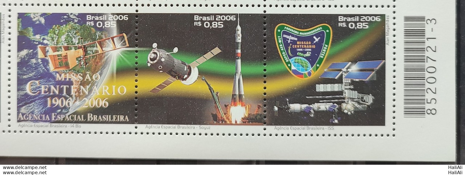 C 2644 Brazil Stamp 100 Years 14 BIS Rocket Maps Santos Dumont Space 2006 BAR CODE - Ungebraucht