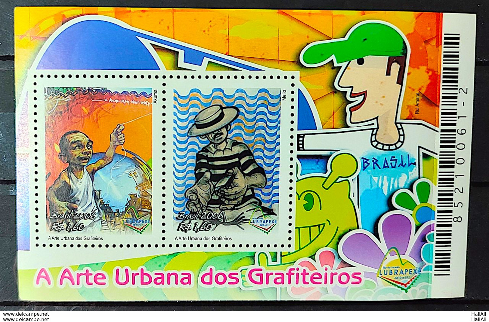 B 142 Brazil Stamp Graffiti Artist Urban Art Pipa Samba Hat Lubrapex 2006 - Neufs