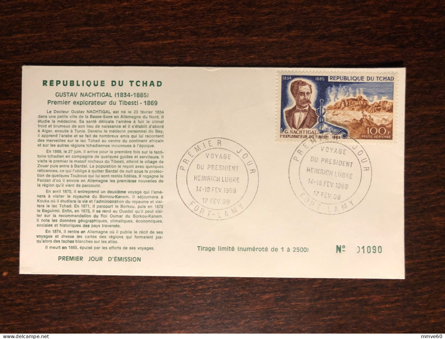 CHAD TCHAD FDC COVER 1969 YEAR DOCTOR NACHTIGALL HEALTH MEDICINE STAMPS - Tchad (1960-...)