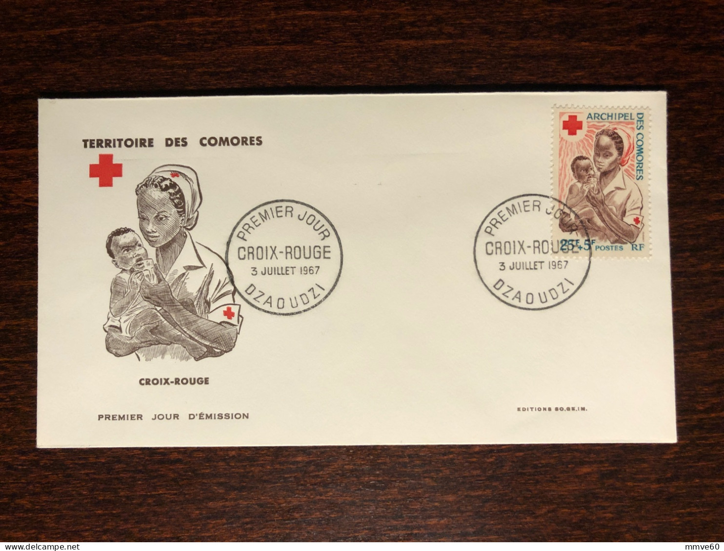 COMOROS COMORES FDC COVER 1967 YEAR RED CROSS NURSE HEALTH MEDICINE STAMPS - Comores (1975-...)