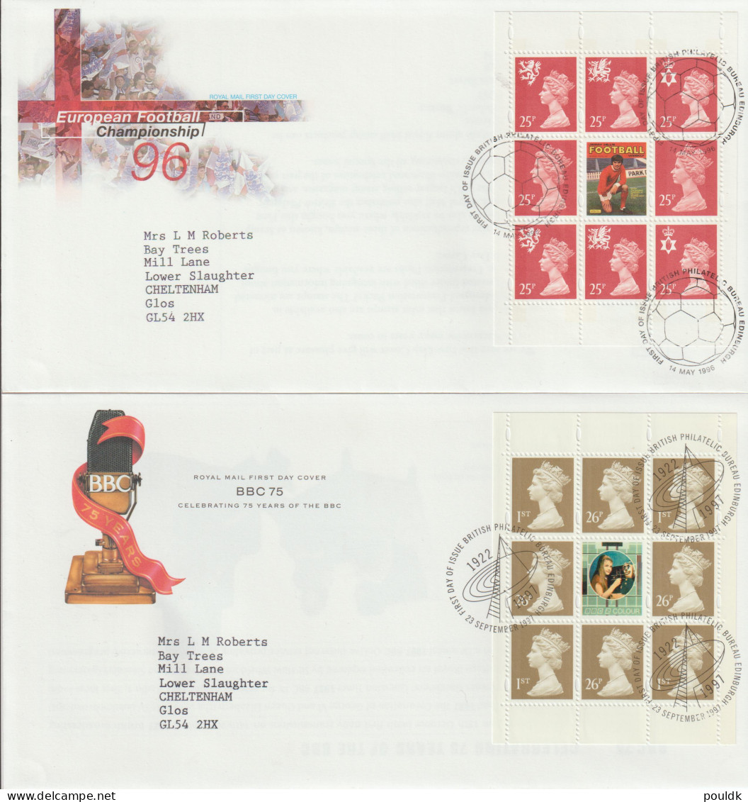 Great Britain: 10 FDC Franked W/souvenir Sheets Or Booklet Panes. Some Are A Bit Bowed In Edges. Postal Weight  - 2001-2010 Em. Décimales