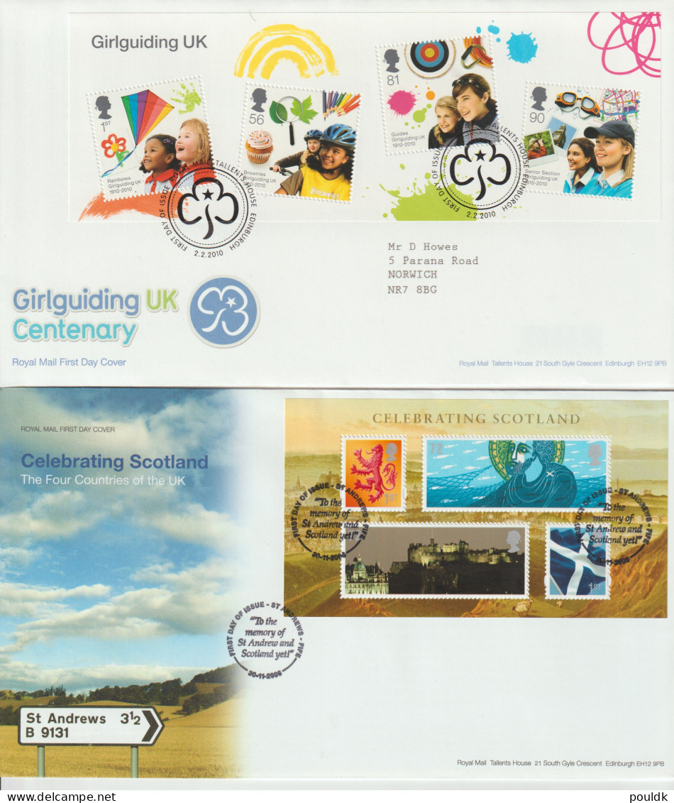 Great Britain: 10 FDC Franked W/souvenir Sheets Or Booklet Panes. Postal Weight Approx 200 Gramms. Please Read  - 2001-2010 Em. Décimales