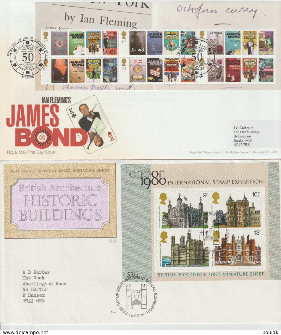 Great Britain: 10 FDC Franked W/souvenir Sheets Or Booklet Panes. Postal Weight Approx 200 Gramms. Please Read  - 2001-2010. Decimale Uitgaven