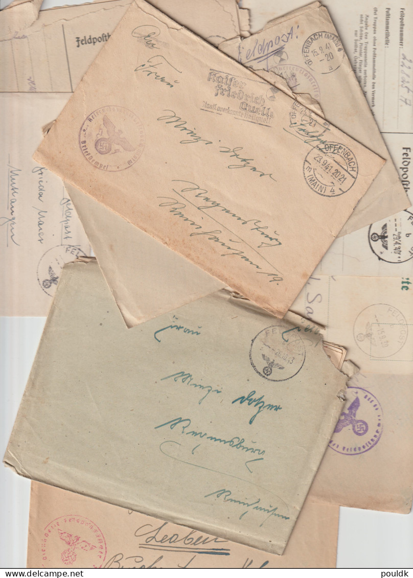 50 German Feldpost Covers From World War 2 From/to Fronts. Many Has Letters. Postal Weight 0,340 Kg. Please Read  - Militares