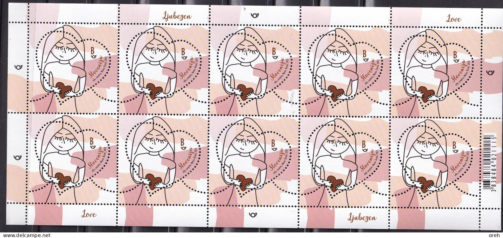 SLOVENIA,SLOWENIEN 2023,LOVE STAMPS,GREETING STAMP,LOVE GIVES BIRTH TO LOVEHEART,SHEET,MNH - Slowenien