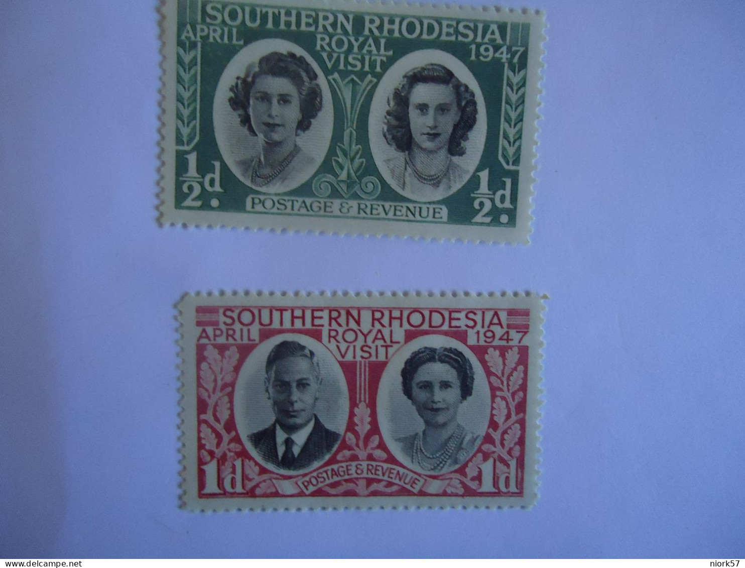 SOUTHERN RHODESIA MNH 2 STAMPS  1947 ROYAL VISIT - Southern Rhodesia (...-1964)