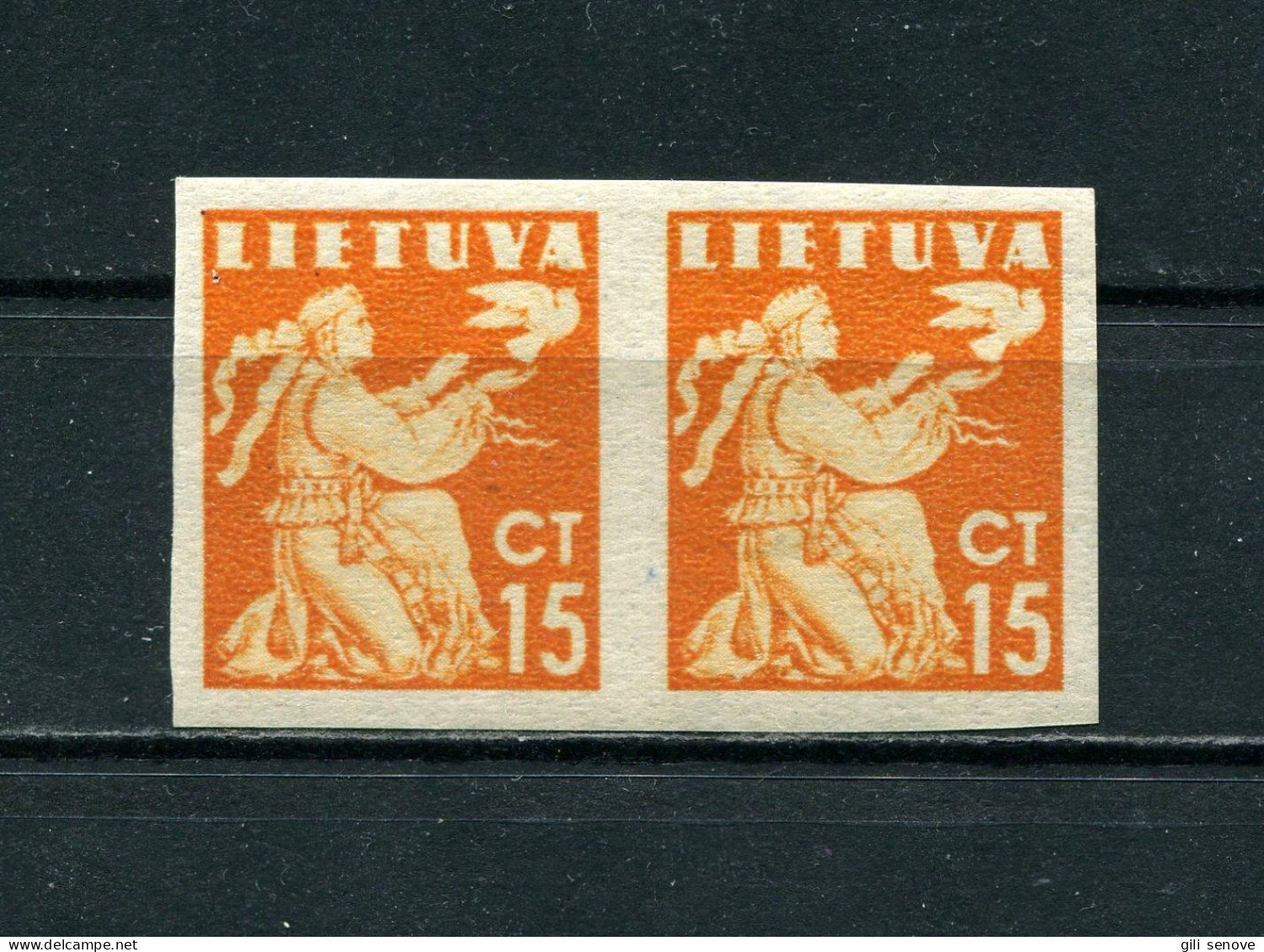 Lithuania 1940 Mi. 439U Sc 319 Imperforated As A Pair MNH** - Lituania