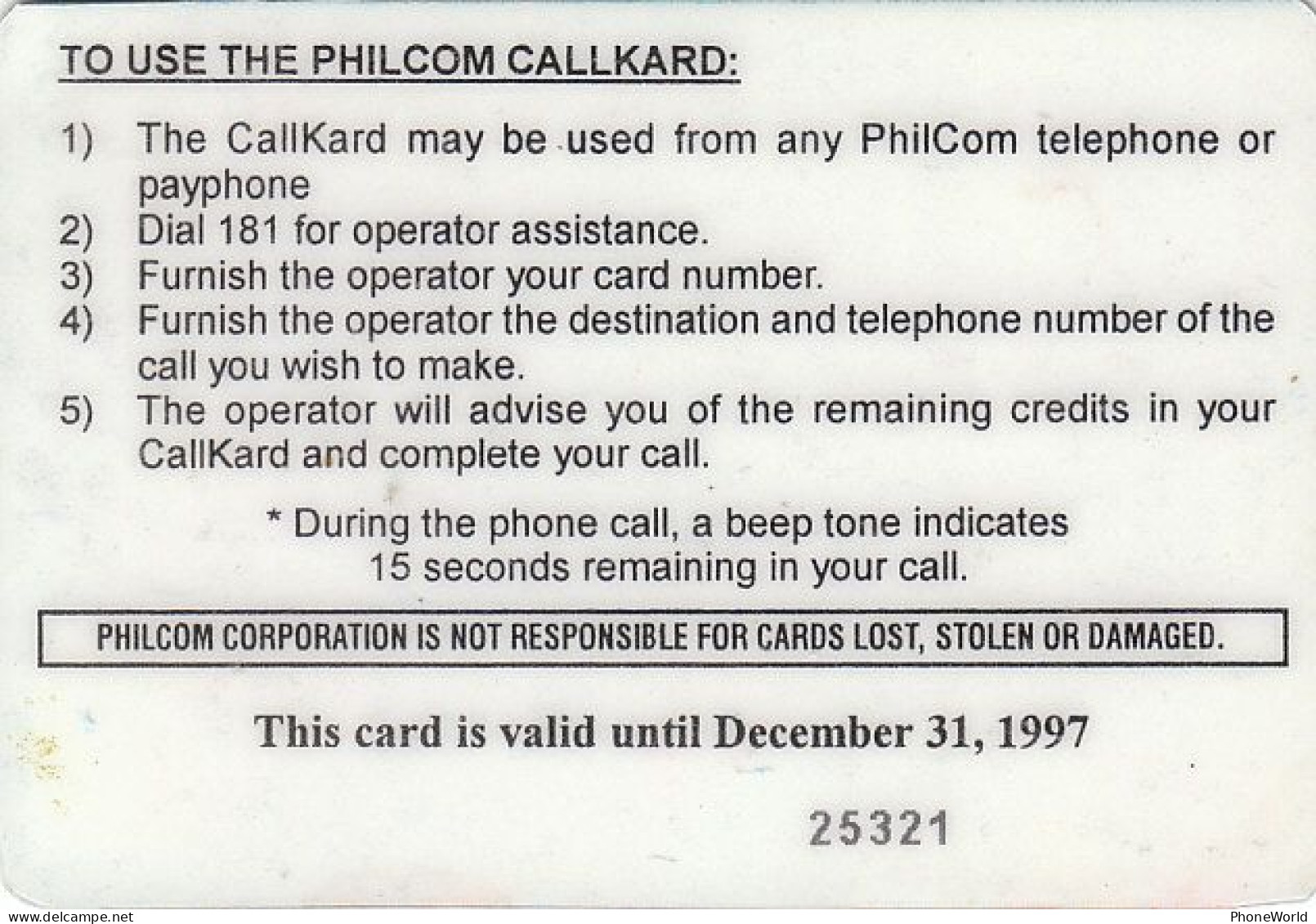 Philippines, PhilCom CallKard P300 Exp 1997.31.12, Coc & Cock - Filippine