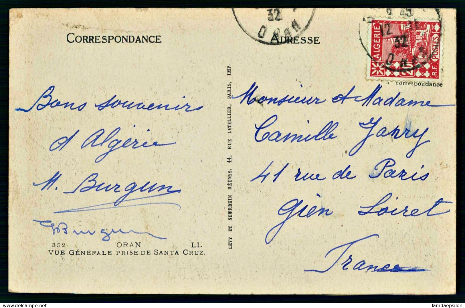 A70  ALGERIE CPA  ORAN - VUE GENERALE PRISE DE SANTA CRUZ - Colecciones Y Lotes