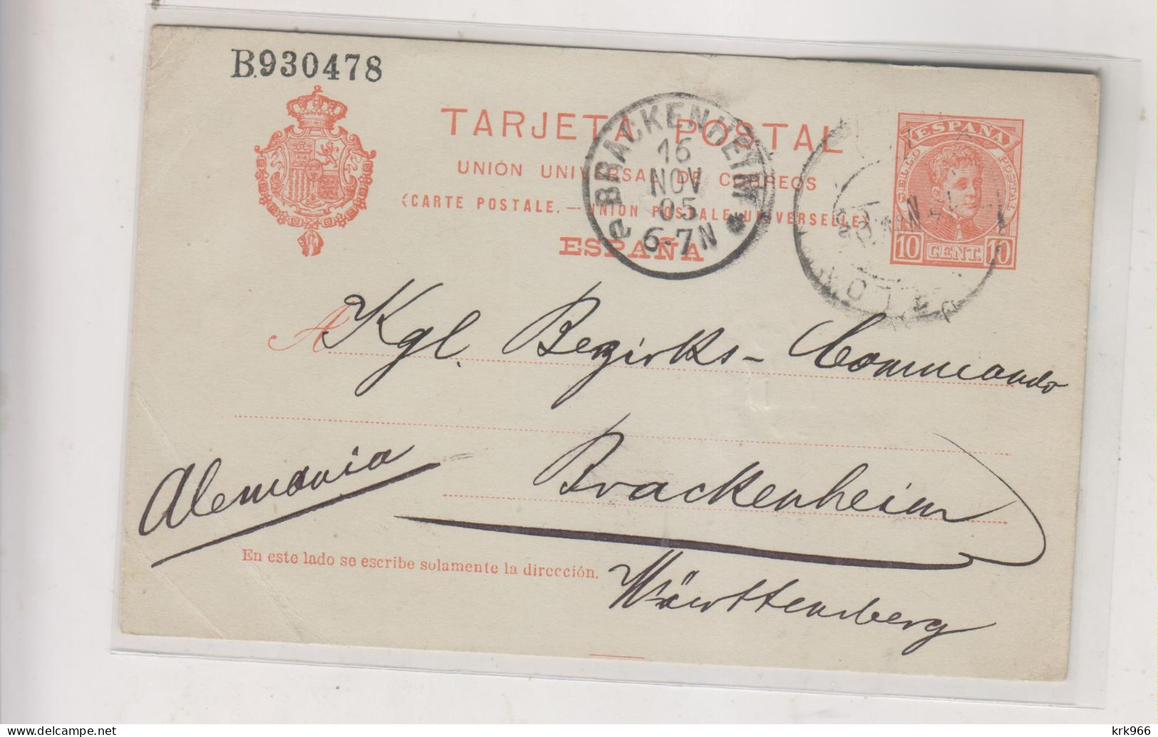 SPAIN BARCELONA 1905 Postal Stationery To Germany - Cartas & Documentos