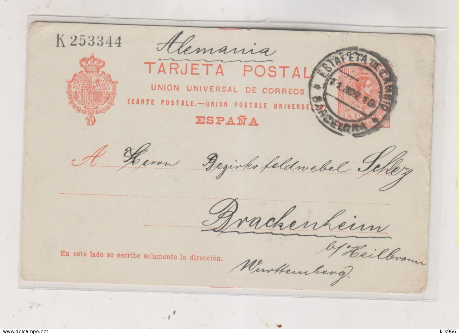 SPAIN BARCELONA 1910 Postal Stationery To Germany - Cartas & Documentos