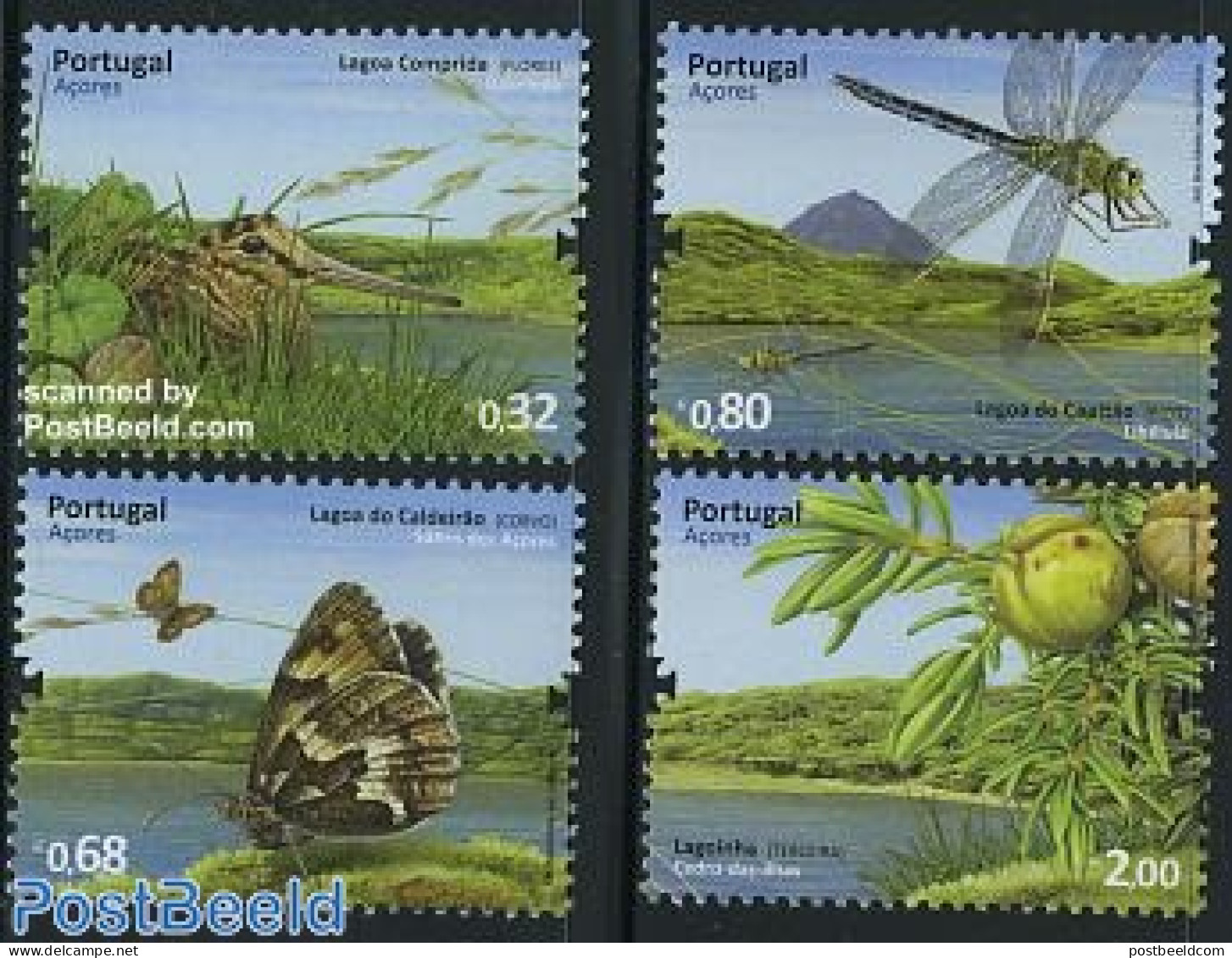 Azores 2009 Lagoons 4v, Mint NH, Nature - Animals (others & Mixed) - Birds - Butterflies - Insects - Azores
