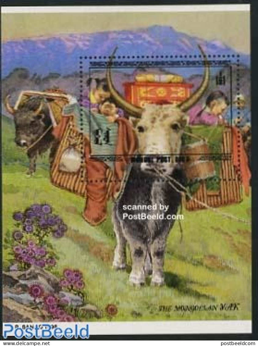 Mongolia 1998 Yaks S/s, Mint NH, Nature - Animals (others & Mixed) - Cattle - Mongolei