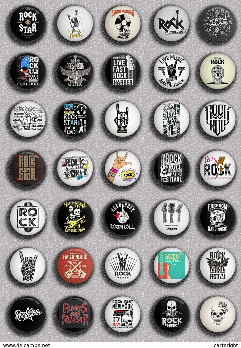 Rock And Roll Music Fan ART BADGE BUTTON PIN SET 4 (1inch/25mm Diameter) 35 DIFF - Musica