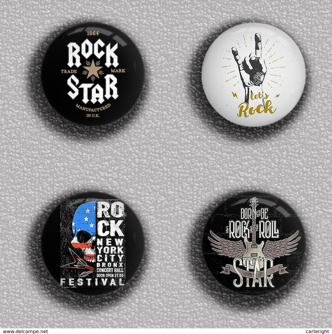 Rock And Roll Music Fan ART BADGE BUTTON PIN SET 4 (1inch/25mm Diameter) 35 DIFF - Musique