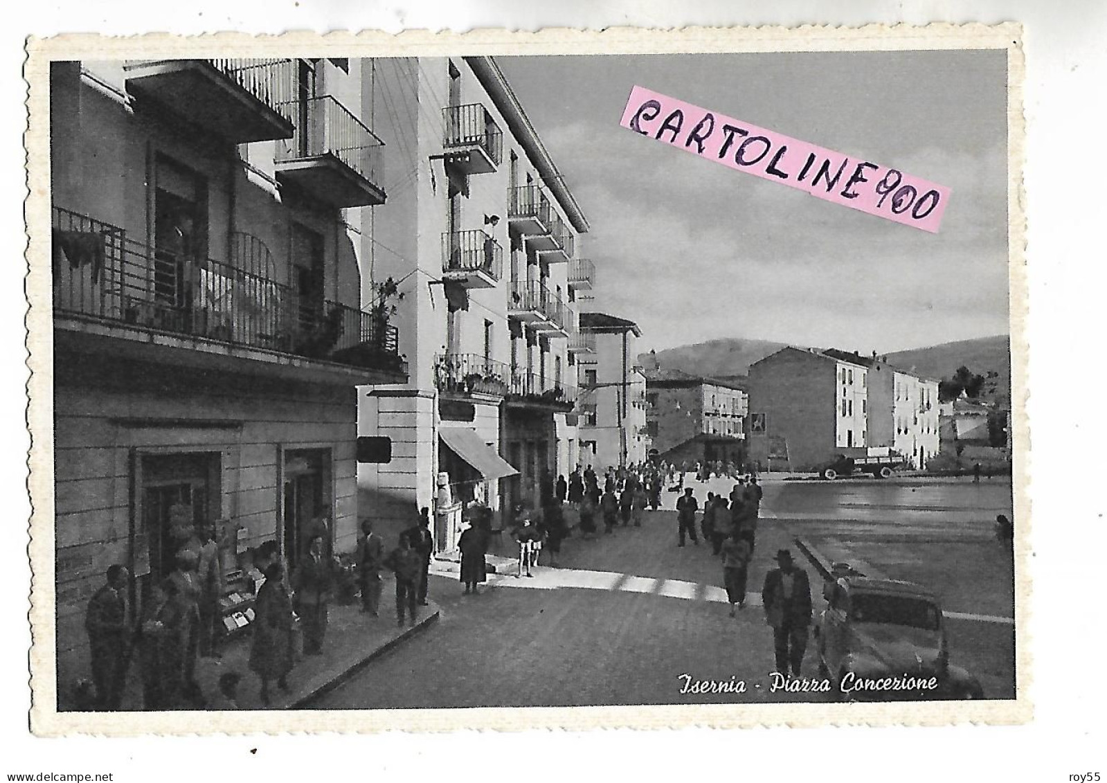 Molise-isernia Piazza Concezione Animatissima Bella Veduta Piazza Primissimi Anni 50 - Isernia