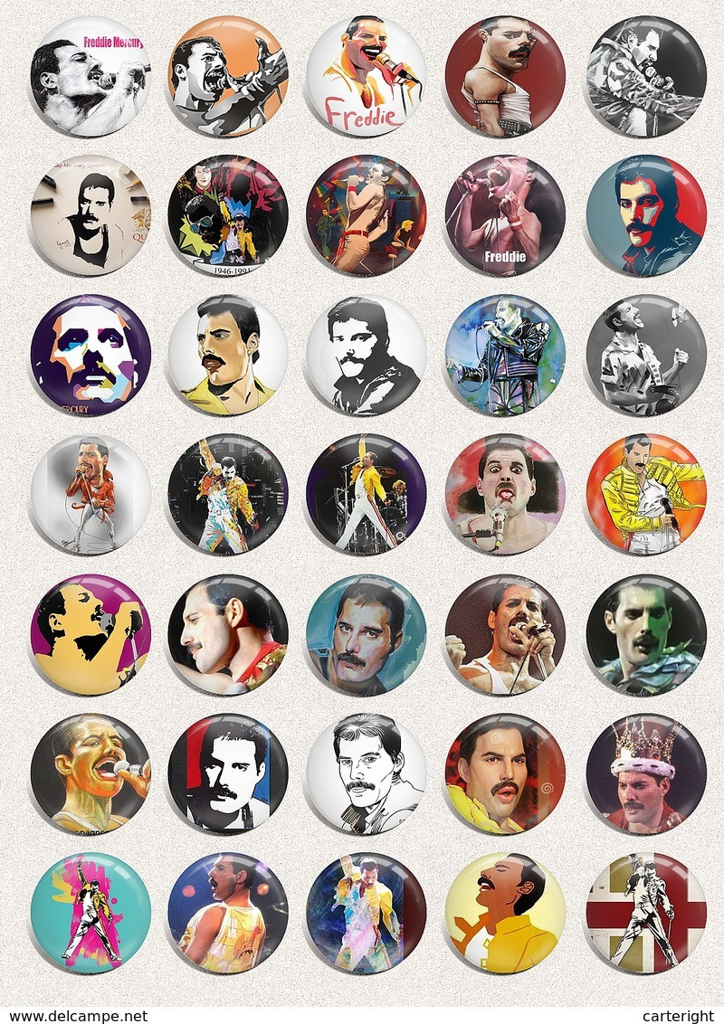 Queen BAND Freddie Mercury Music Fan ART BADGE BUTTON PIN SET 3 (1inch/25mm Diameter) 35 X - Musica